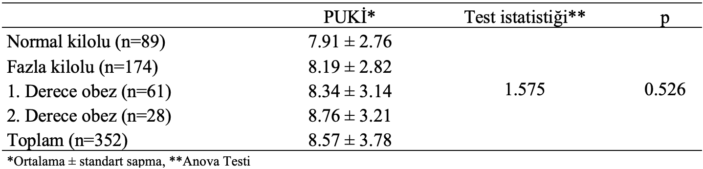 beden kitle puki istatistiksel analiz