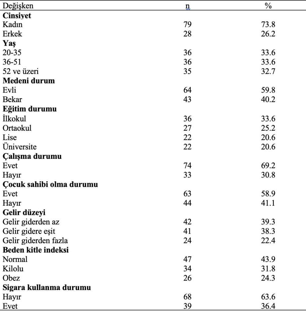 Demografik bulgu istatistikleri